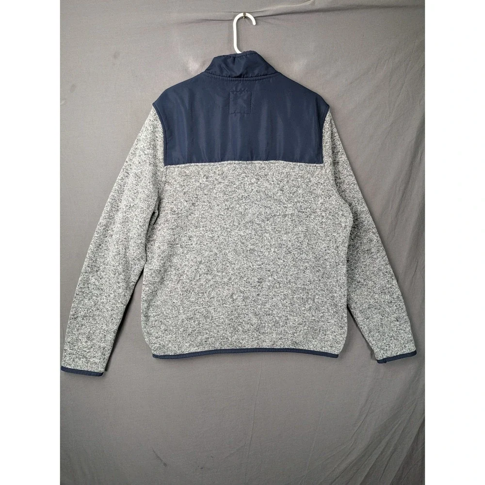 Prince & Fox Mens Heather Gray Navy Blue Quarter Snap Fleece Pullover XL